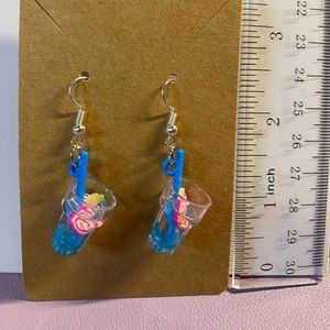 3 for $12 - Crazy Drink Blue Earrings